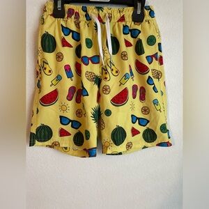 Maamgic Kids Swim Trunks - Yellow with Multicolor Print size 10/12